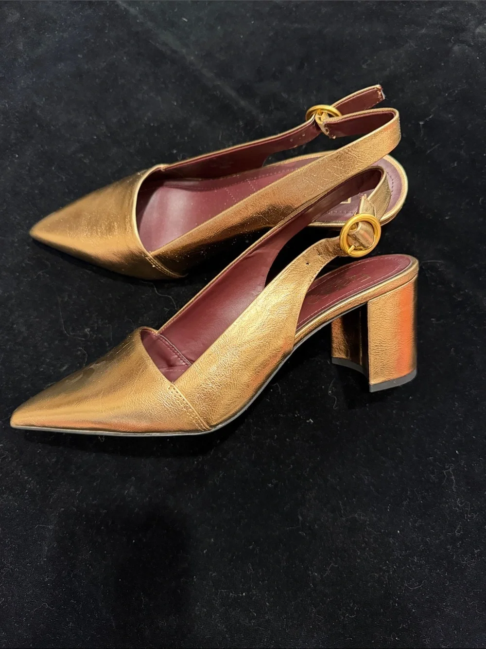 Franco Sarto Metallic Gold Pointed Slingback Heels NWT 8 1/2